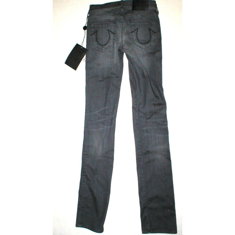 New Womens True Religion Brand Jeans Cora Metal Studs Destroyed Black NWT USA 24 - Picture 3 of 6